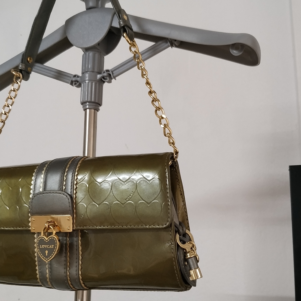 Lovcat Paris Olive green patent leather Shoulder bag - Picture 3 of 15
